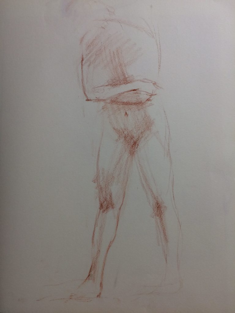 アトリエ恵比須で短時間で描いた女性モデルのクロッキー作品F6サイズパステルペンシル7