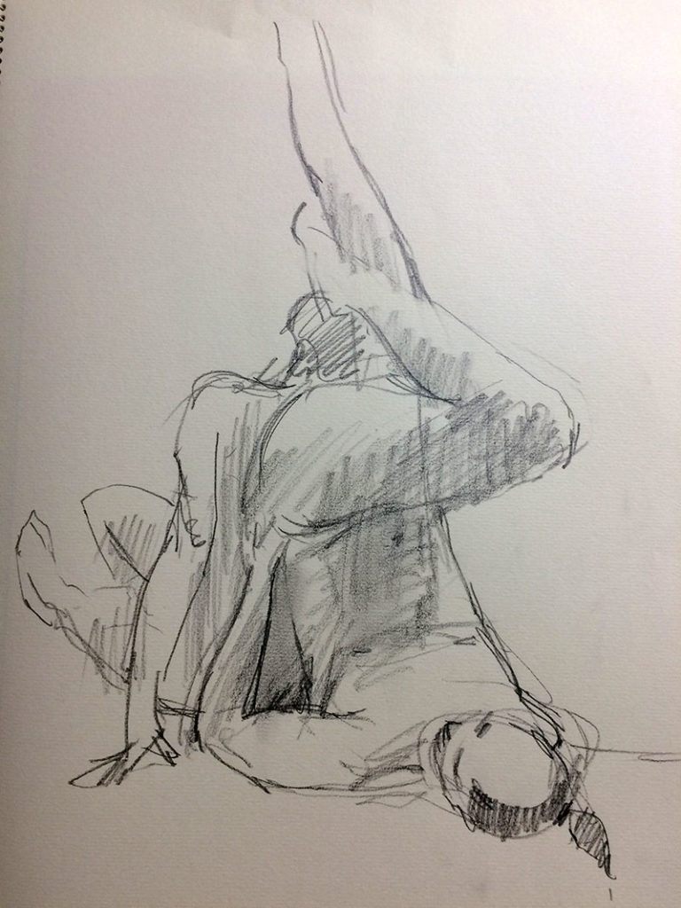 東京クロッキー会で短時間で描いた男性女性モデルのクロッキー作品F6サイズパステルペンシル14